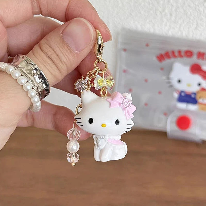 Sanrios Animal Kitty Cat Keychain Kawaii Cute Anime Hellokittys Cellphone Strap Pendant Purse Bag Charm Accessories Girls Gift