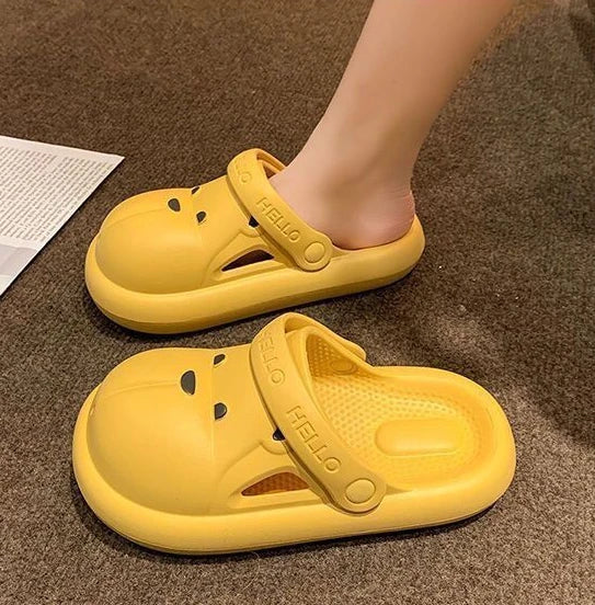 Shoes for Women 2025 Kawaii Cute Woman Slippers Round Toe Animal Cartoon Sandals Anime Slides Home Men Summer Mules House Indoor