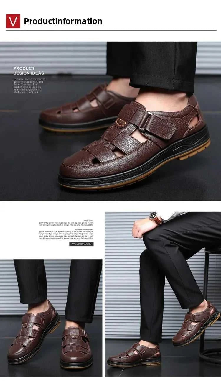 Men's Genuine Leather Sandals Breathable Summer Casual Shoes Soft Bottom Anti-Slip Hollow out Design Comfortable Dad Shoes The jack market .AU The jack market .AU Step Up Your Style: Trendy Shoes for Every Occasion! $ 74 14:193;200000124:200000364