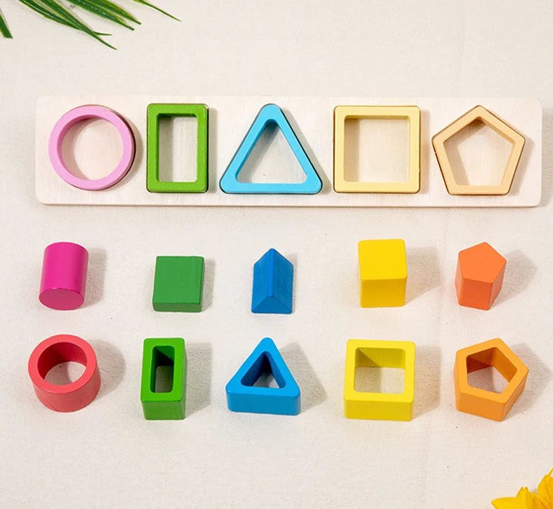 Montessori  Wooden Color Shape Cognitive Classification Matching Puzzle Children's Magnetic Fishing Learning Educational Toys