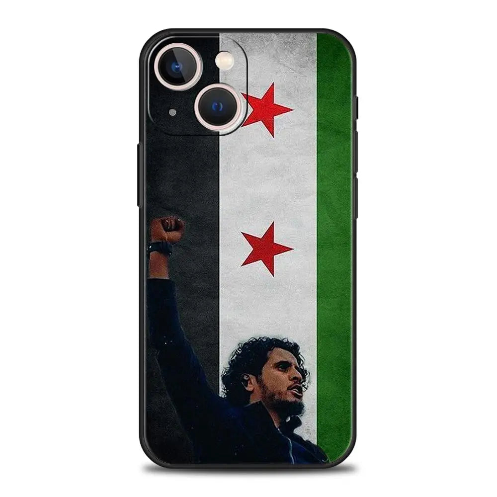 Phone Case For iPhone 16 15 14 13 12 11 Pro Max XS X XR SE 7 8 Plus Soft Silicone Black Cover Funda Luxury Syria flag