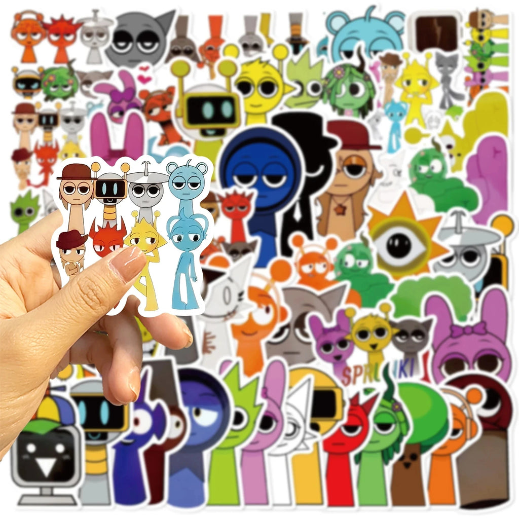 50Pcs Game  Incredibox Sprunki Stickers Music Sprunki DIY Stickers Scrapbooking Phone Luggage Skateboard Waterproof Decals