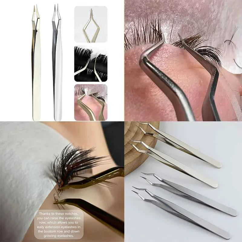 LuxeLash Anti-Slip Precision Tweezers | Curved & Straight Tips for Flawless Lash Extensions & Nail Art