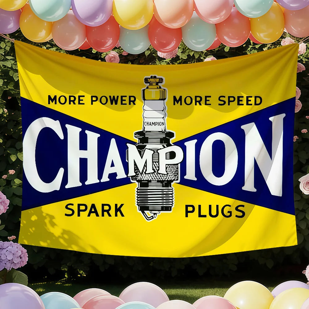 C-Champion Spark Plugs Logo Flag Suitable For Birthday Parties Living Room Bedroom And Outdoor Camping Decorations