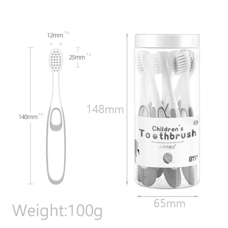BrightSmiles 8 PCS Kids' Soft Bristle Toothbrushes - Gentle Care in Convenient Barrel Packaging