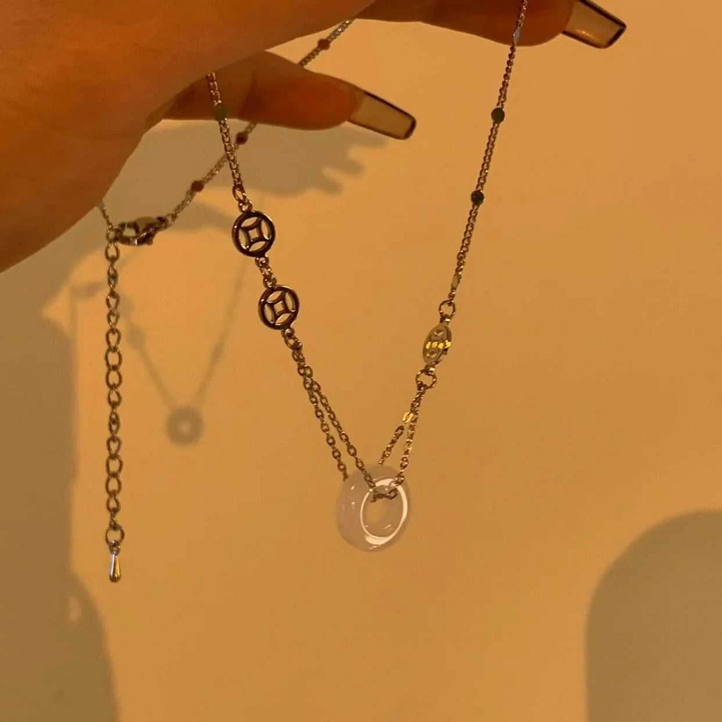New Chinese Style Stone Buckle Necklace New Female Minority Design Sense Clavicle Chain Neck Chain Aesthetic Jewelry The jack market .AU The jack market .AU Jewellery & Chains $ 55 200001034:17053024#silver