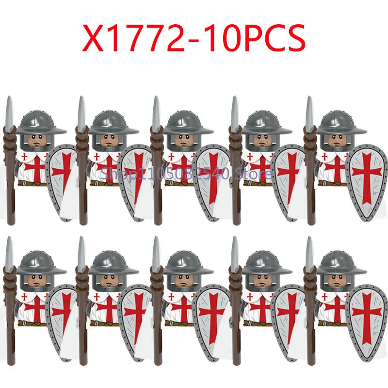 MOC Military Soldier Movie Character Building Blocks Accessories Medieval Castle Knight Helmet Shield Mini Brick Gift Toy E008