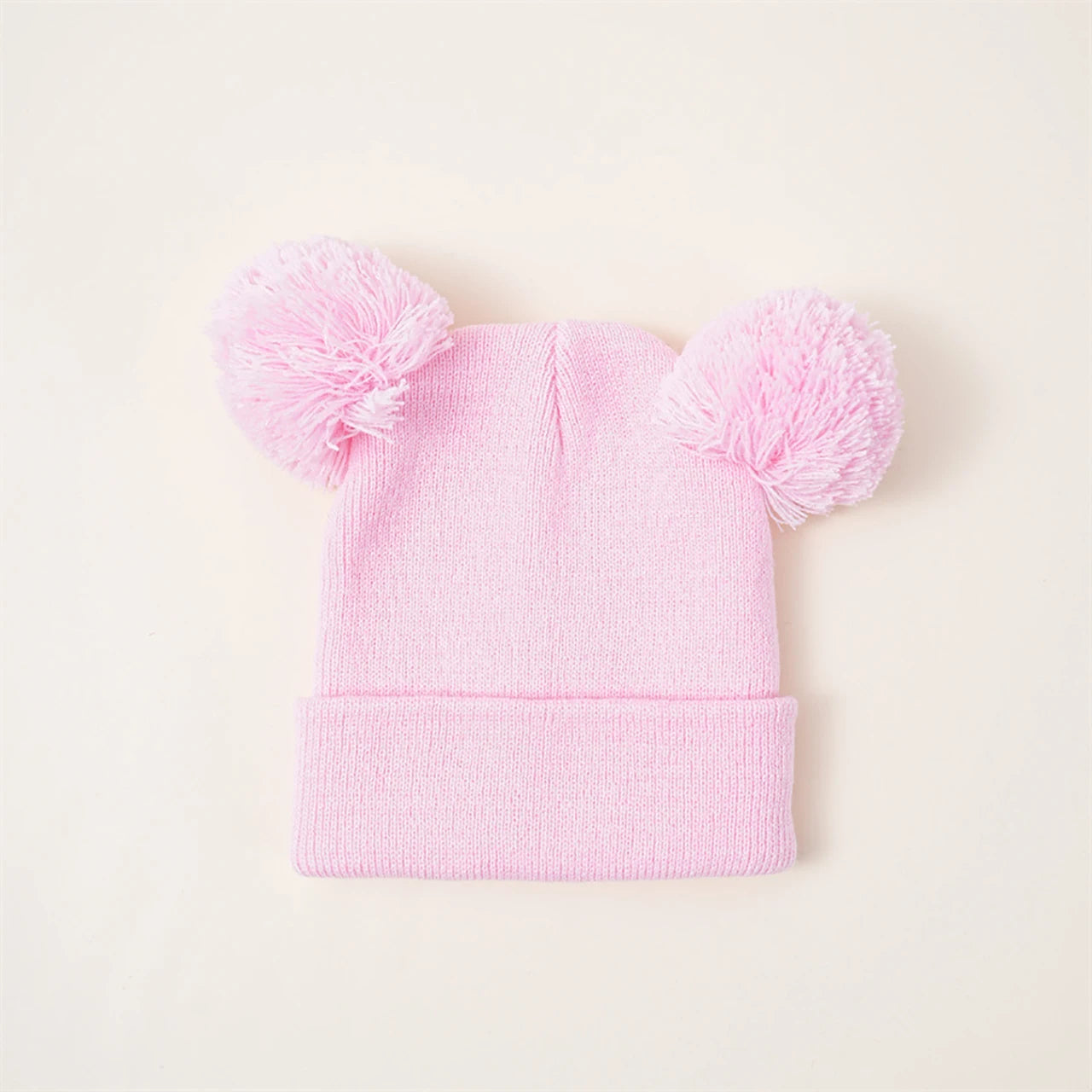 Cute Double Pompom Baby Hat Winter Warm Knitted Hat For Boys Girls Solid Color Soft Infant Toddler Cap Beanies