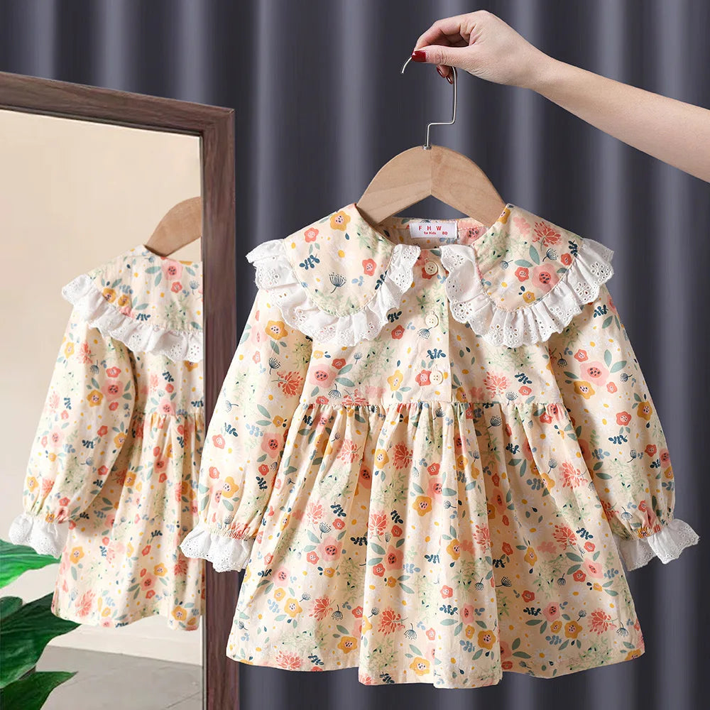 Sweetheart Couture Princess Dress - Casual Pink Cotton-Linen Dress with Big Turn Down Collar for Summer 2023