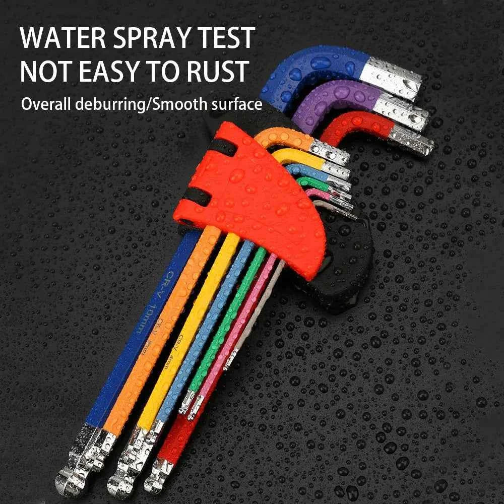 9Pcs S2 Alloy Steel Hex Key Set with Quick Snap Adapter & Ball Head for Ultimate Precision