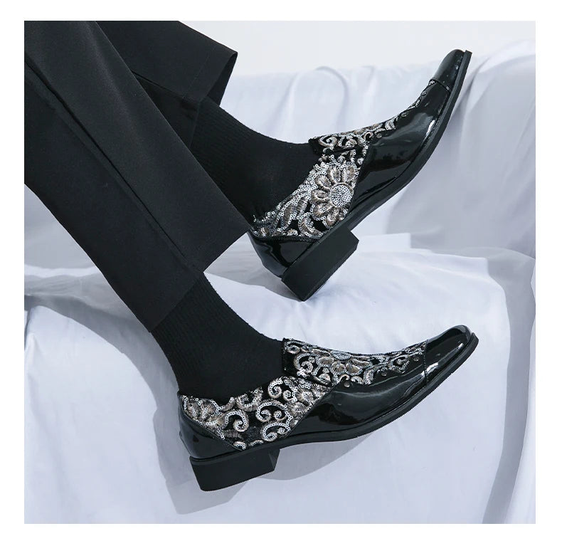 Man Embroidery Loafers Luxury Wedding Party Patent Leather Shoes for Men Designer Comfortable Breathable Formal Dress Plus Size