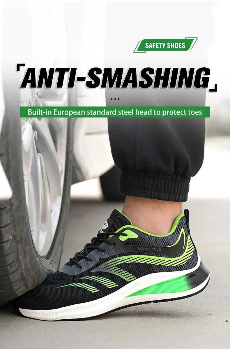 New 2024 Fashion Men Safety Shoes Steel Toe Sneakers Lightweight Anti-smash Anti-puncture Man Breathable Work Safety Boots The jack market .AU The jack market .AU Step Up Your Style: Trendy Shoes for Every Occasion! $ 98 14:175#Green;200000124:200000338