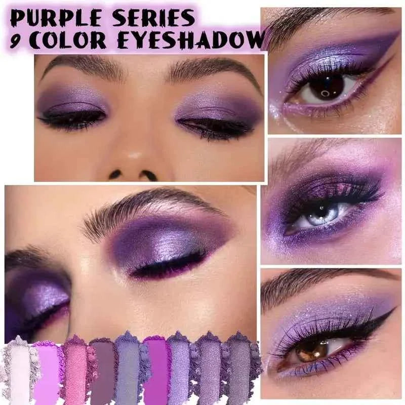 Blossom Shimmer Eyeshadow Palette - 9 Long-Lasting Colors, Waterproof Matte & Shimmer for Stunning Smoky Eyes