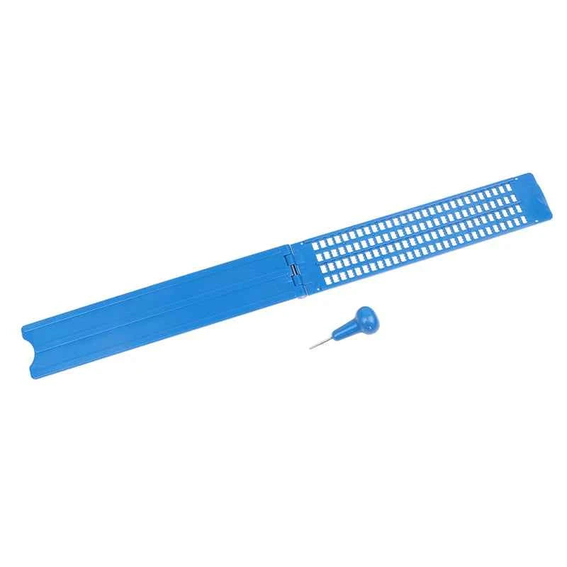 1Set 4 Lines 28 Cells Practical School Plastic Braille Portable Writing Slate Wth Stylus Green Blue School Study Supplies