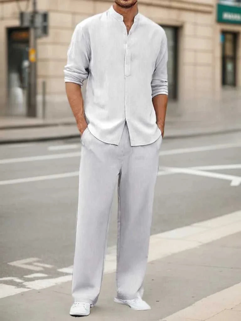 Men's Fall Casual Outfits Solid Color Henley Collar Long Sleeve Tops with Elastic Waist Pants Long Sleeve Pants Shirt Suit The jack market .AU The jack market .AU Men Fashion $ 47 14:193#Black;5:100014064