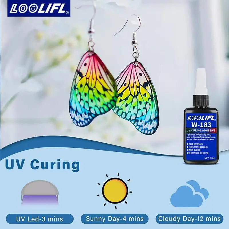 -1Pcs UV Curing Crystal Glass And Metal ABS Bonding New W-183 Strong 50ml UV Glue Curing Adhesive Welding With UV Curing Lamp