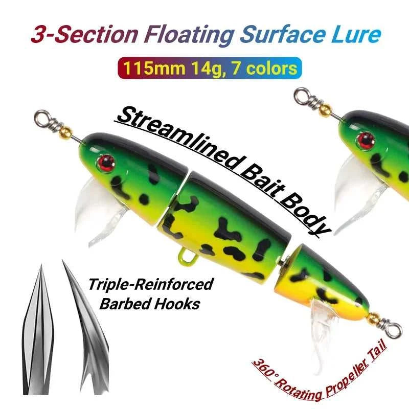 Top Water 3-Section Fishing Lures Sea Bass Crankbaits Minnow Whopper Freshwater Saltwater Floating Lure for Catfish Pike Teaser The jack market .AU The jack market .AU Fishing Gear $ 27 14:200006152#Light Green;5:8022#14g 115mm