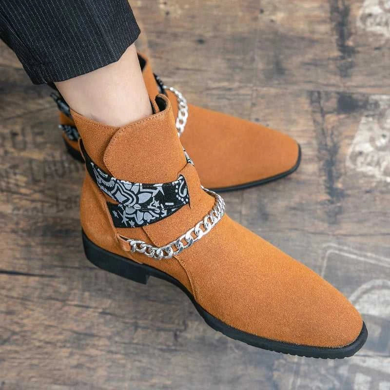 Black Men Short Boots Brown Flock Buckle Strap Round Toe Ankle Boots for Men Business Men Boots Zapatos Hombre The jack market .AU The jack market .AU Step Up Your Style: Trendy Shoes for Every Occasion! $ 106 14:100018786#brown;200000124:200000900