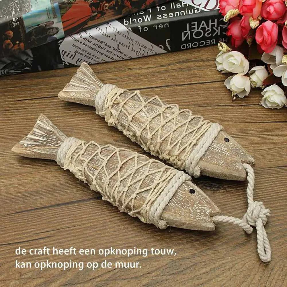 Fish Boho Decor 2-pieces Antique Wood Fish Sculpture with Fishing Net Aesthetic Art Decoration for Home Boats Balcony Pub The jack market .AU The jack market .AU Fishing Gear $ 26 14:10#A