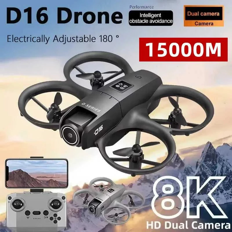 D16 Mini Drone 8K HD Dual Camera Profesional 180° Electric Adjustable GPS Positioning Obstacle Avoidance Bushless Uav 15000M The jack market .AU The jack market .AU Drones $ 93 14:193#Grey Dual 8K-1