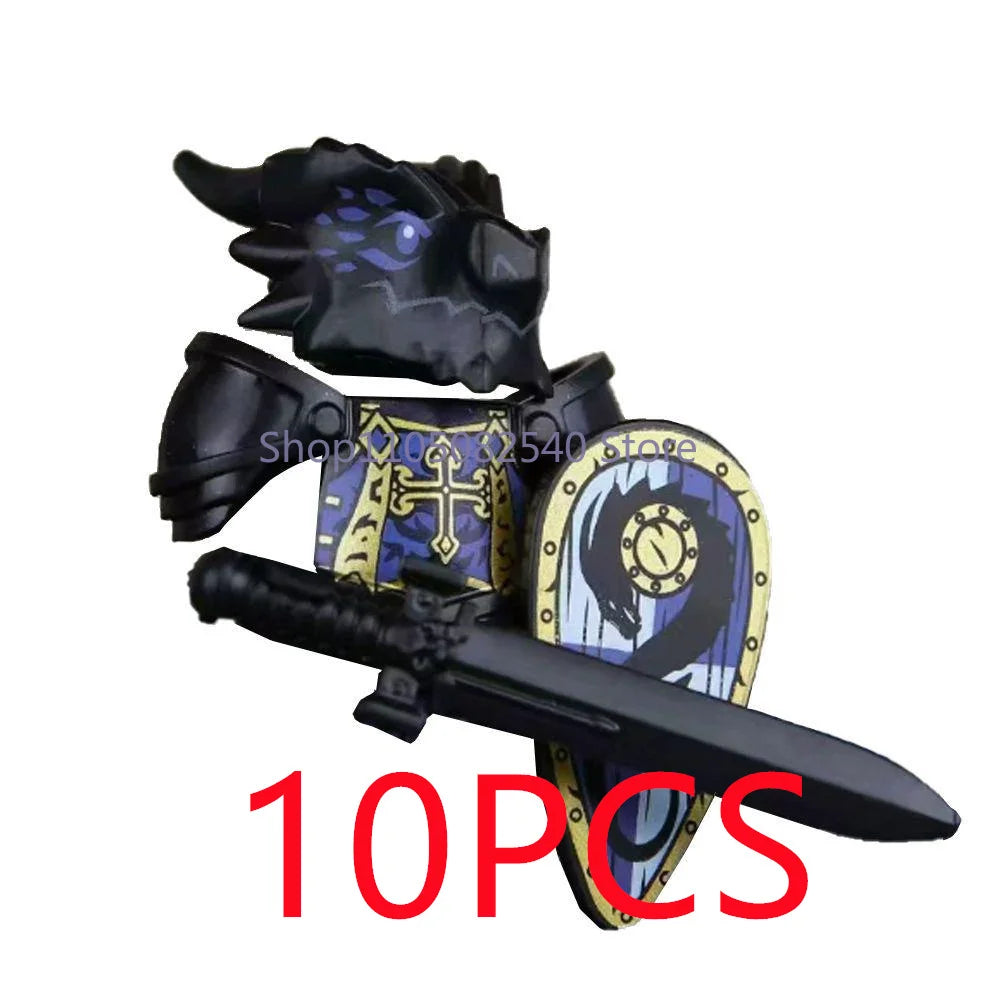 MOC Military Soldier Movie Character Building Blocks Accessories Medieval Castle Knight Helmet Shield Mini Brick Gift Toy E008