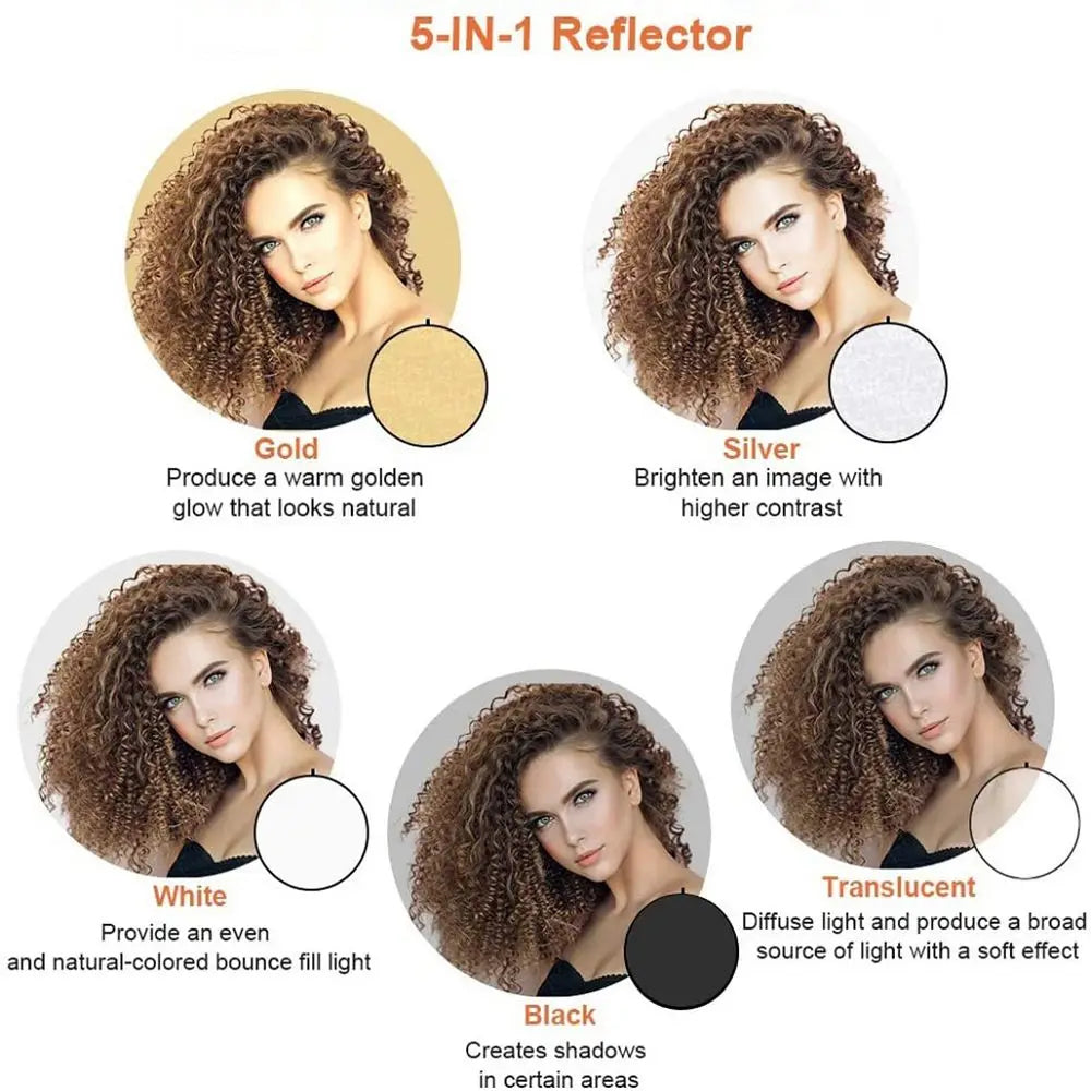 80cm 5 in 1 Portable Collapsible Round Photography Reflector Photo Studio Outdoor Light Diffuser Multi-Disc with Carry Bag
