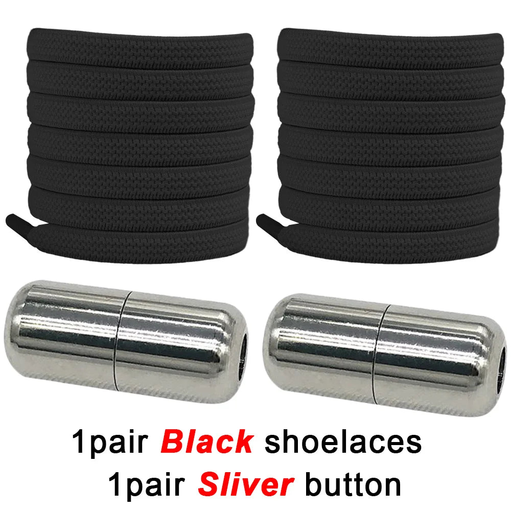 No Tie Shoe Laces Metal Capsule Lock Elastic Laces Sneakers Flat Shoelaces Without Ties Kids Adult Quick Shoes Lace Rubber Bands