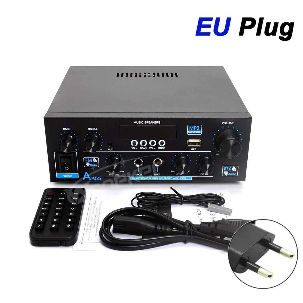 Woopker Amplifier AK55 900W Max 2.0 Channel Rated 70W+70W Bluetooth Audio Hifi AMP Karaoke Music Player Support 110V 220V 12V The jack market .AU The jack market .AU Accessories Electronics $ 111 14:618#EU Plug