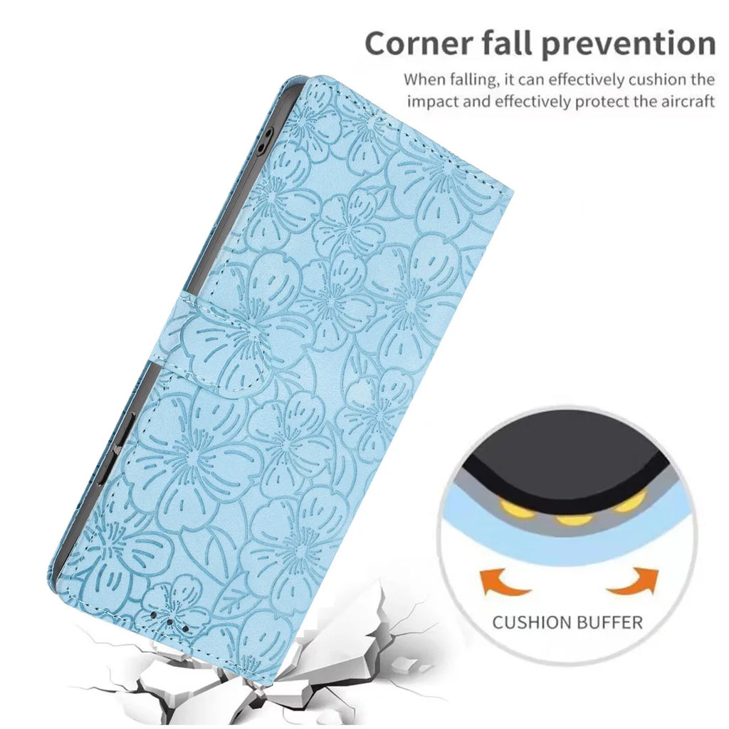 Edge Leather Flip Case for Motorola G73 G53 G13 G23 G62 G52 G32 G22 G31 G20 G41 - Cherry Blossom Design