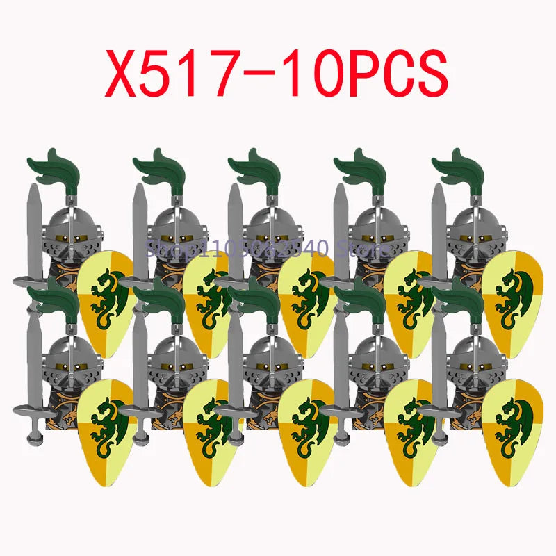 MOC Military Soldier Movie Character Building Blocks Accessories Medieval Castle Knight Helmet Shield Mini Brick Gift Toy E008