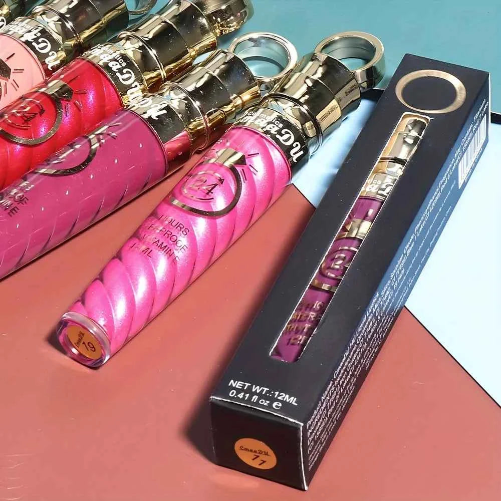 1 Pcs Matte Lip Gloss Waterproof Selection Spiral Glossy Lipstick Long-lasting Non-stick Cup Non-fading Exquisite Gift