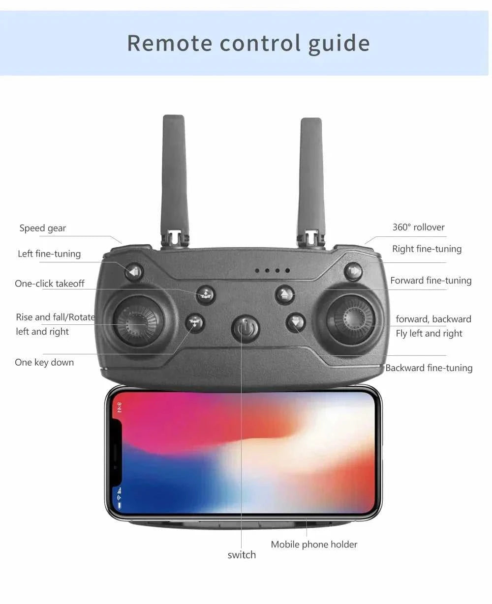 Foldable E88 Mini Drone with 4K HD Camera WiFi FPV Function RC Quadcopter Aircraft Toy Ideal Gift for Both Kids and Adults The jack market .AU The jack market .AU Drones $ 71 14:691#Gray-Dual-4K-Bag