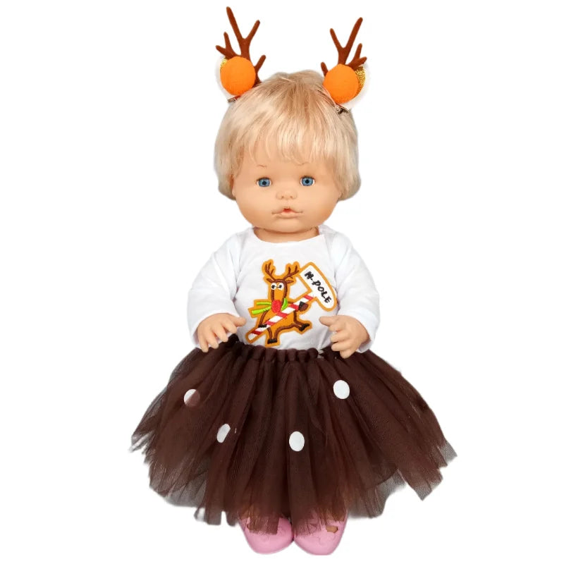 Nenuco 17-Inch Baby Doll Dress - Festive Christmas Tree Design with Red & Green Skirt for 40cm Dolls