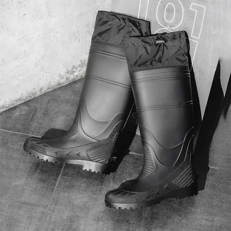 Black High-Top Men's Rain Boots, Adjustable Drawstring Long Boots, Wear-Resistant, Non-Slip, Outdoor Fishing Waterproof Boots, Farm Work Rain Boots, Pvc Water Boots The jack market .AU The jack market .AU Step Up Your Style: Trendy Shoes for Every Occasion! $ 71 14:193;200000124:200000364