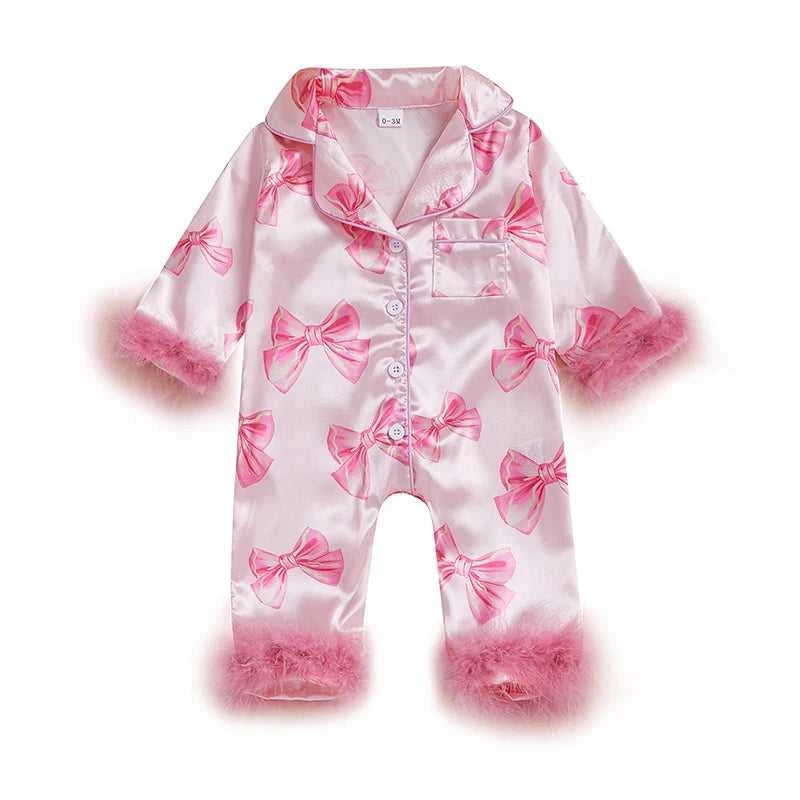 Baby Girls Pajamas Long Sleeve Bow Print Furry Patchwork Button Closure Jumpsuit Sleepwear Loungewear The jack market .AU The jack market .AU Mum & Kids: Essential Products for Every Family $ 36 14:173;200000463:200661897#12-18M