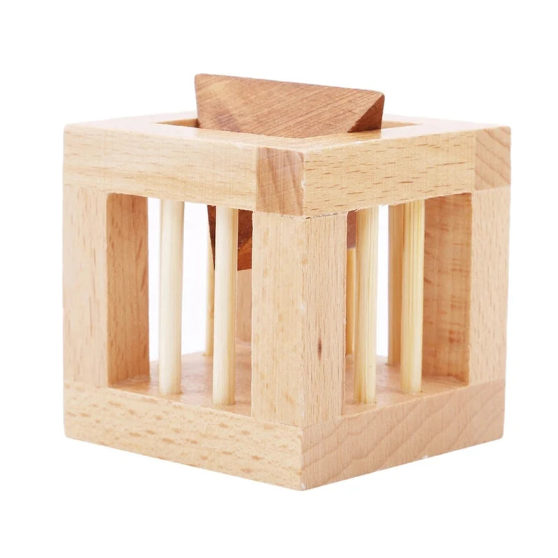 Wooden Puzzle 3D Unlock Brain Teasers Cage Apart Triangle Luban Lock Educational Intellectual Toys Juegos De Ingenio Y Logica