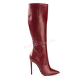 Genuine Leather Pointed Boots Stiletto Heels Solid Knee High Boots Slip On Women Sexy Shoes Designer Winter Autumn Casual Shoes