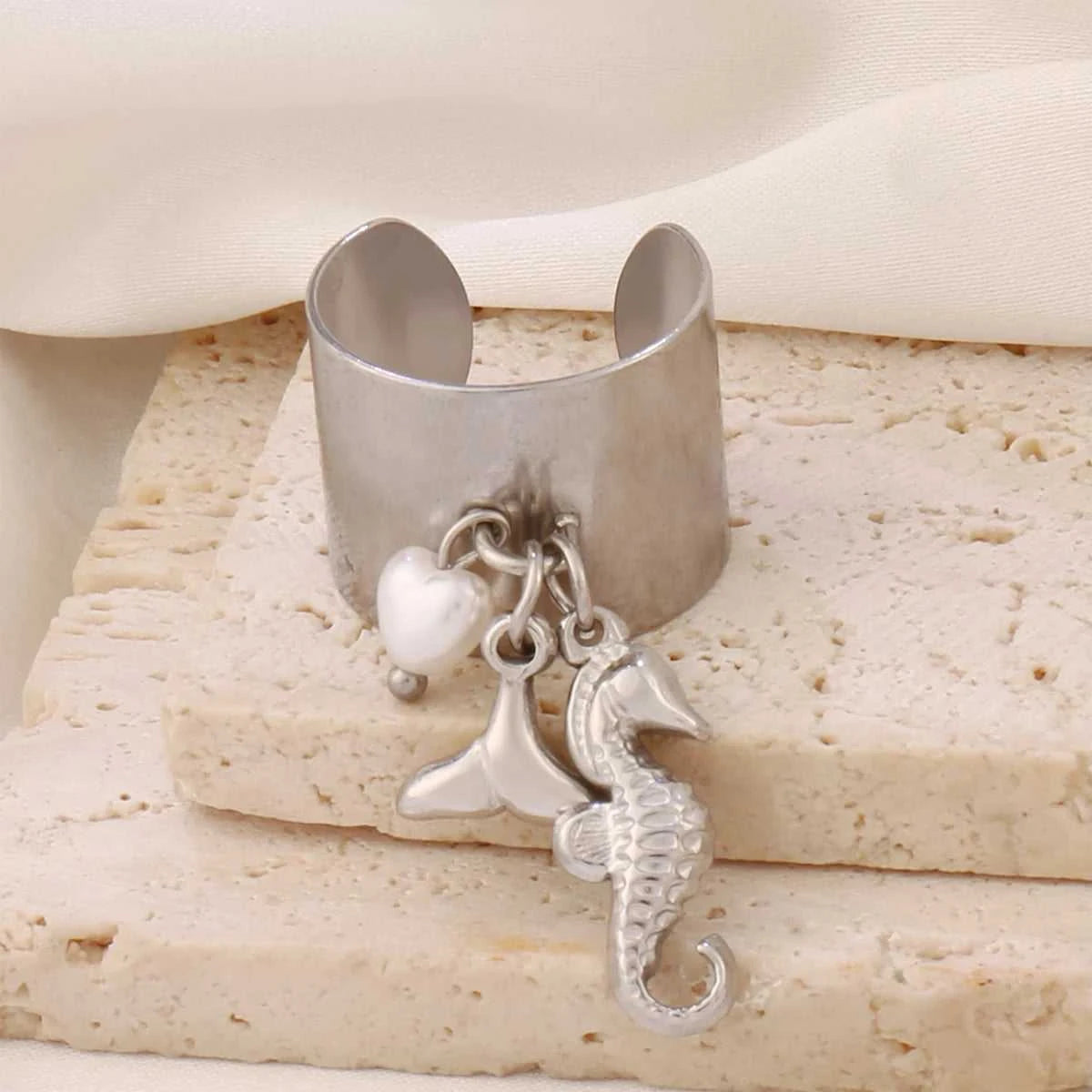 316L Summer Beach Ocean Shell Starfish Rings For Women Stainless Steel FishTail Seahorse Conch Open Ring Girl Party Jewelry Gift The jack market .AU The jack market .AU Jewellery & Chains $ 48 200000783:10#B7214