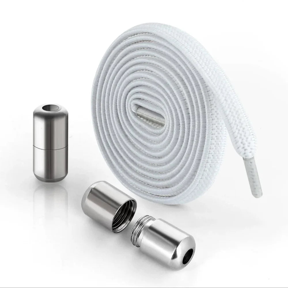 No Tie Shoe Laces Metal Capsule Lock Elastic Laces Sneakers Flat Shoelaces Without Ties Kids Adult Quick Shoes Lace Rubber Bands