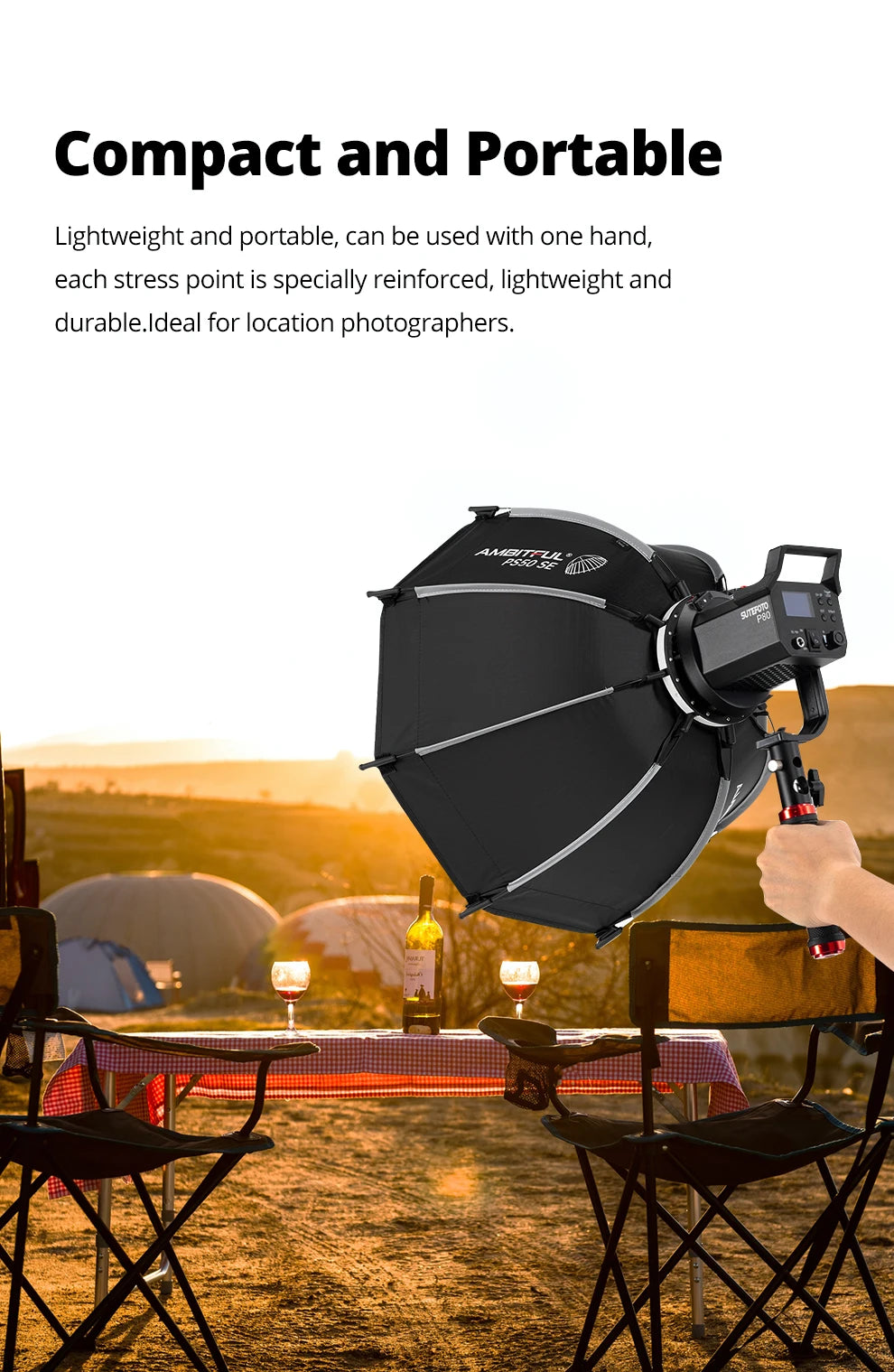 AMBITFUL PS30/PS50 SE 30cm 55cm mini Quickly Release Bowens Mount Octagon Softbox + Honeycomb Grid Outdoor SoftBox for LED Flash