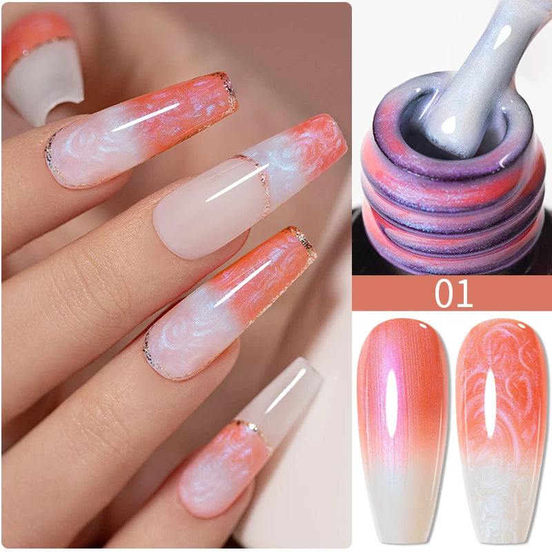 BrandName Chrome Mirror Effect Gel Polish - 5ml Golden Silvery Metallic Liner for Stunning French Nail Art