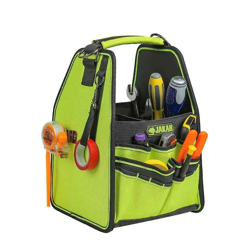 35 pockers & loops Tool Tote with Handle for Easy Tool Access, Water-Resistant Construction, Black/Green