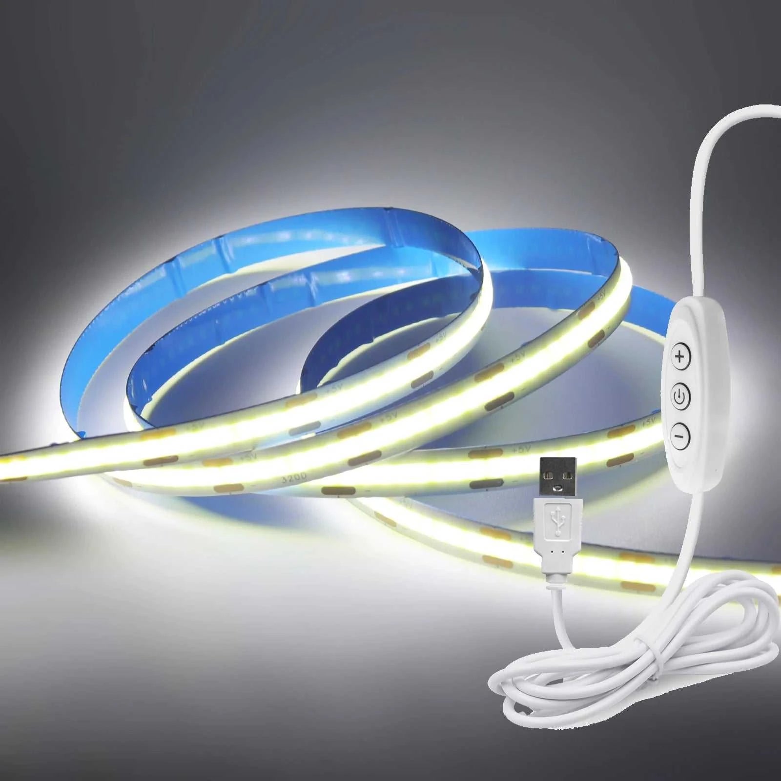 5V USB COB LED Strip Light with 3Key Dimmer 320LEDs/m Flexible Tape Natural Warm White for Room TV Mirror Backlight Cabinet Lamp The jack market .AU The jack market .AU Home $ 50 136:173#Warm White;380:201451169#0.5m