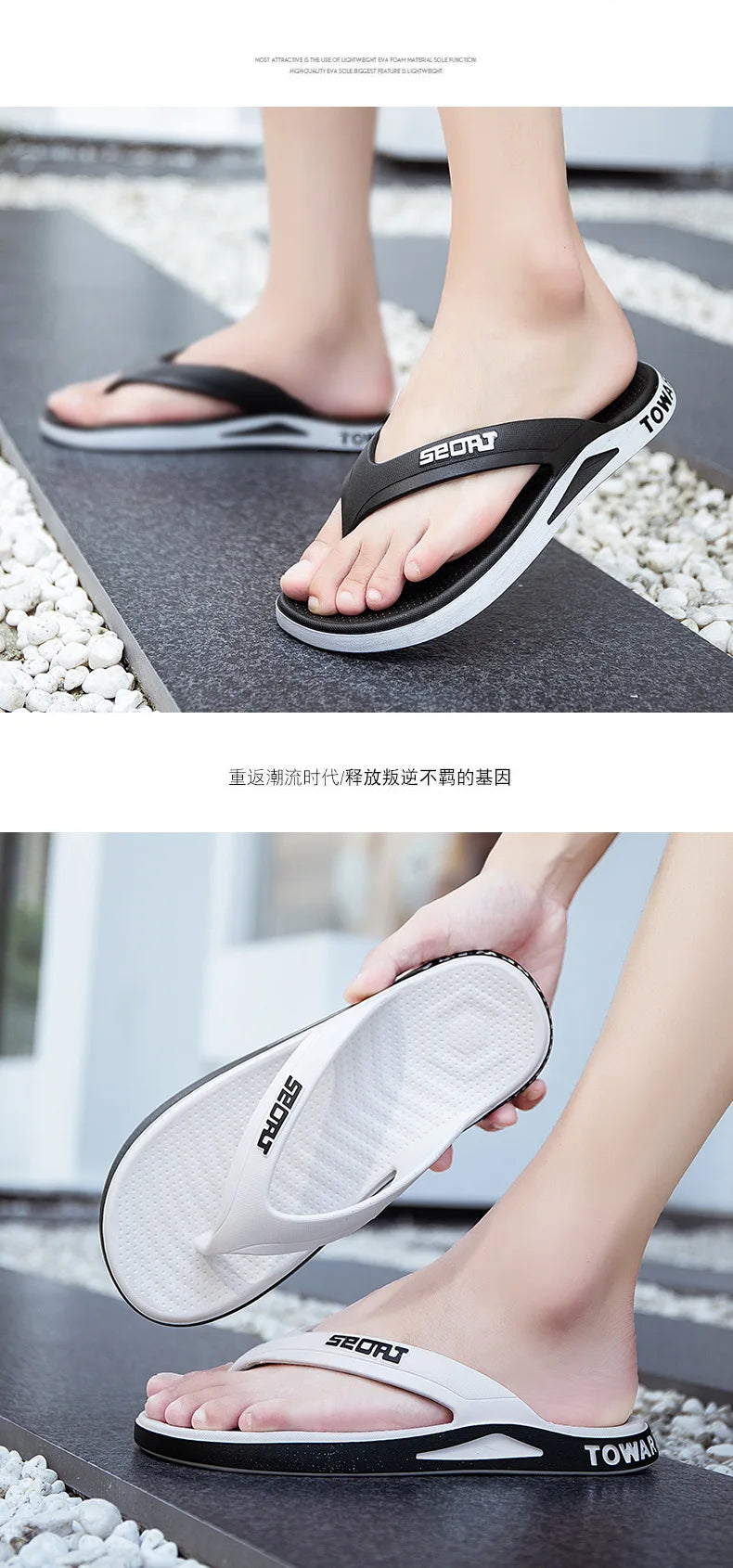 Wholesale Men's Flip Flops Non-Slip Beach Slippers - Outdoor Sandals Breathable Fashion Summer for Men