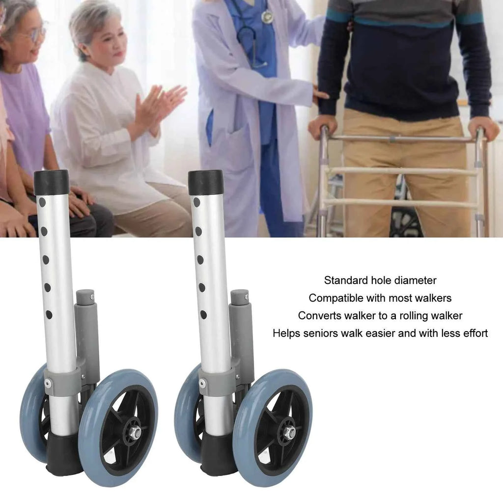 1 pair Walker Wheels Walker Wheels Adjustable Height Replacement Walker Feet Caster with Brake Wheel for Seniors Disabled People