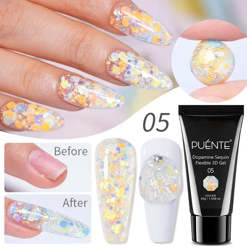 BrandName Chrome Mirror Effect Gel Polish - 5ml Golden Silvery Metallic Liner for Stunning French Nail Art