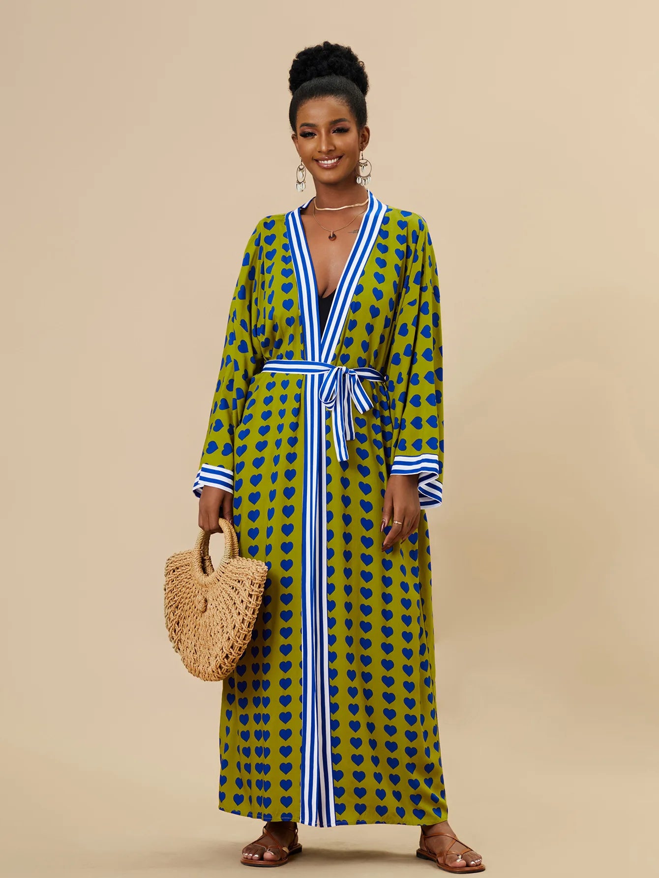 2026 Women's Kaftan Beach Cover-Up Dress - Stylish Long Tunic for Summer Bikinis & Beachwear