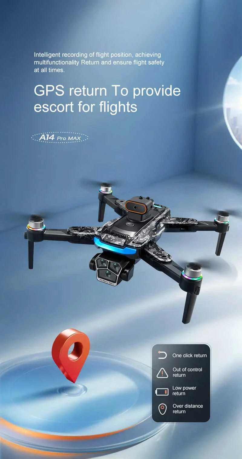Drone A14Pro Max 8K HD Three Camera Brushless Optical Flow Obstacle Avoidance Foldable Quadcopter UAV 4.5-inch Large Screen Toys The jack market .AU The jack market .AU Drones $ 48 14:10#Only Parking Apron