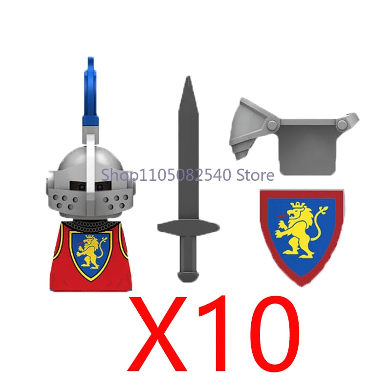 MOC Military Soldier Movie Character Building Blocks Accessories Medieval Castle Knight Helmet Shield Mini Brick Gift Toy E008
