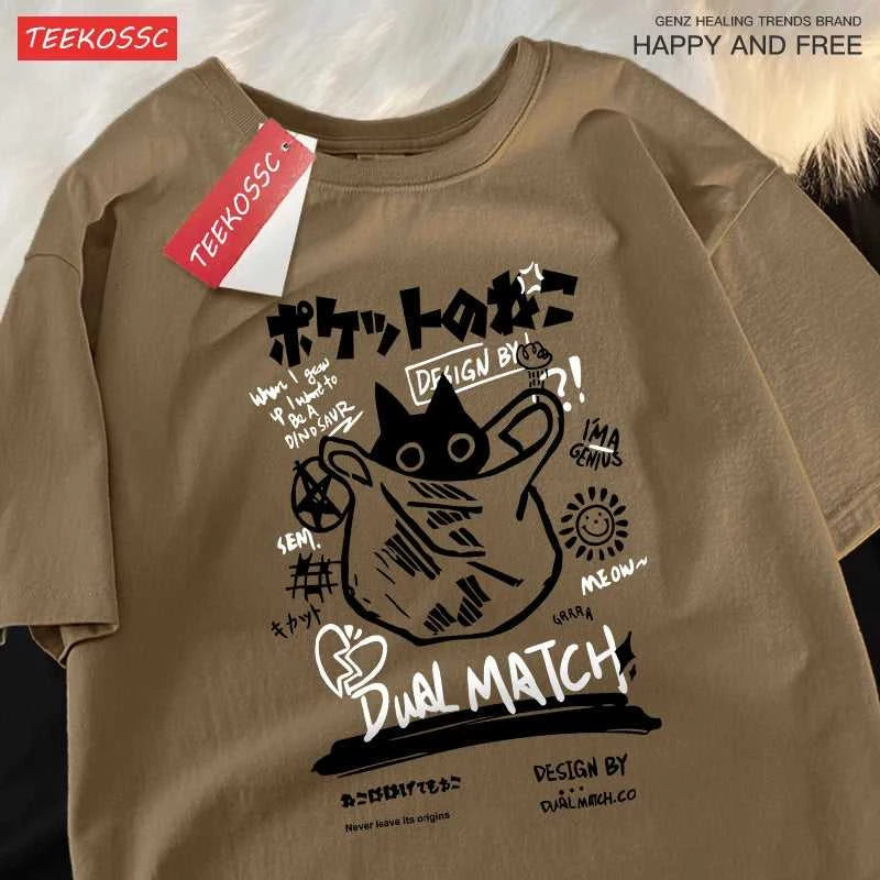 Japanese Fun And Cute Harajuku Cat Clothes Men Women Cotton Tops Creativity Casual T Shirts Cartoons Loose Couple Short Sleeve The jack market .AU The jack market .AU Men Fashion $ 27 14:350850#Pink;5:100014064